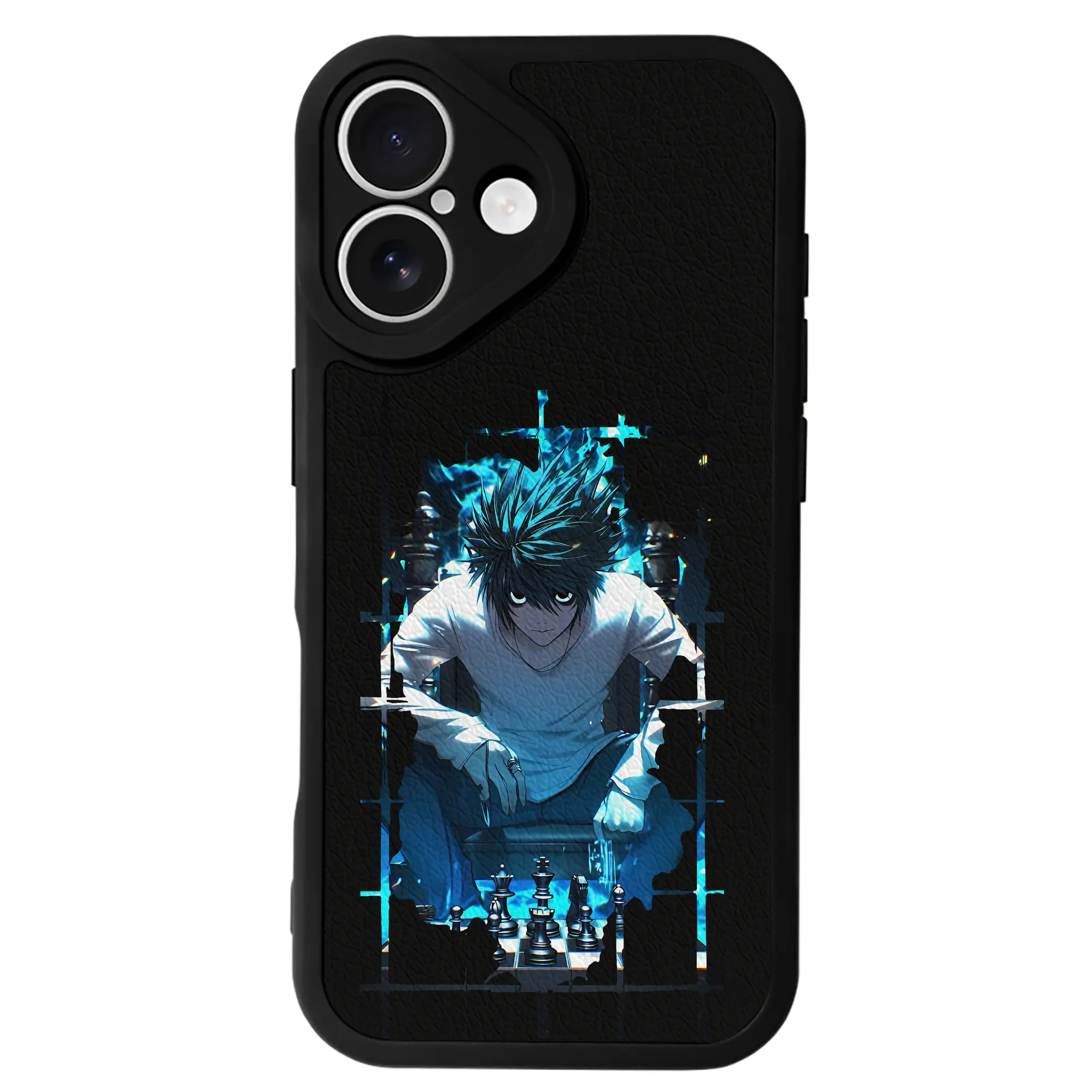 デスノート グッズ,L - IPhone 16シリーズ対応 ・ シリコンスマホケース ・ レザー調 ・ 高精度フィット ・ 耐衝撃 ・ ワイヤレス充電対応 ・ 精密カット